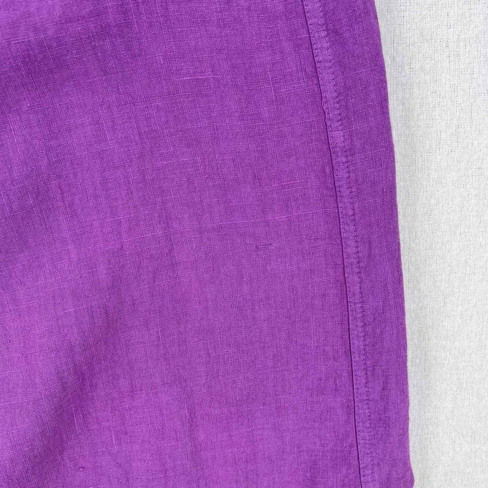 Enza Costa Pants Women Large Purple Linen Wide Leg High Rise Pocket Casual - Picture 12 of 16